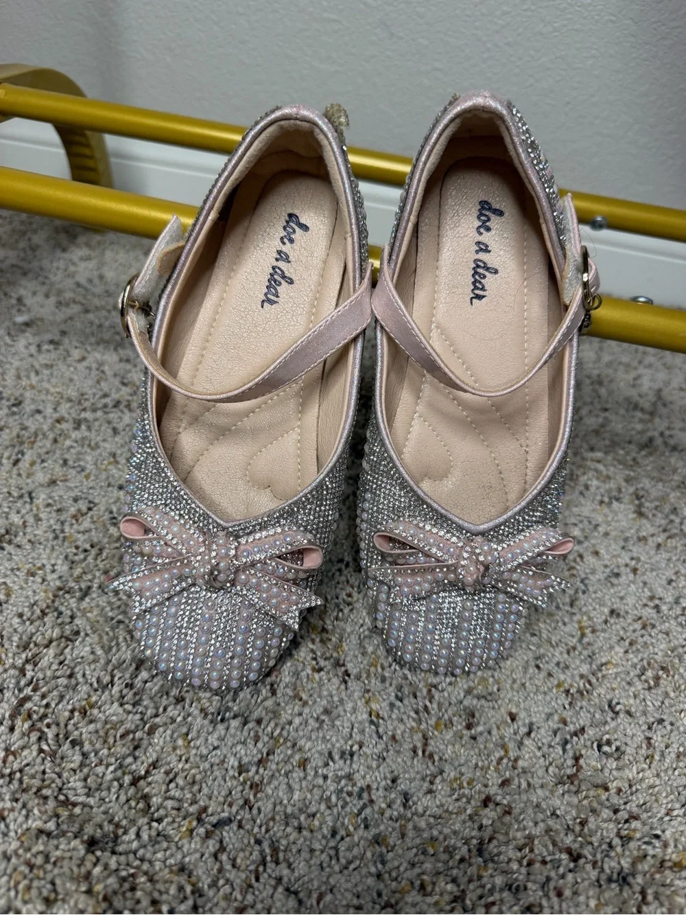 Doe a Dear Embellished Pink Pearl Bow Flats - Unbranded